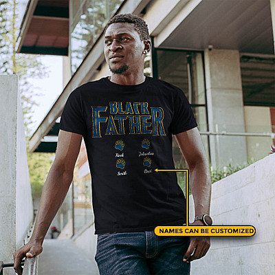 Alternative view of Personalized Black Father T-shirt Black Panther - Personalized Dad T-shirt - Custom Dad Shirt