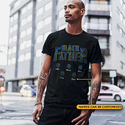 Alternative view of Personalized Black Father T-shirt Black Panther Names - Personalized Dad T-shirt - Custom Dad Shirt