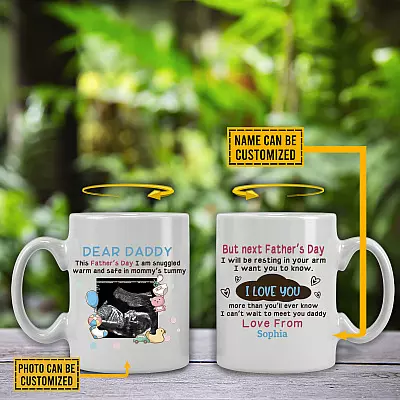 Custom Photo Dear Daddy This Father's Day Coffee Mug - Beer Stein - Water Bottle - Color Changing Mug