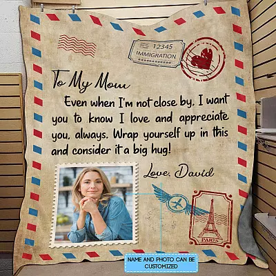 Custom Photo To My Mom Wrap Yourself Up In This Fleece Blanket - Mink Sherpa Blanket - Woven Blanket