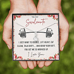 To My Swolemate I Just Want To Cuddle Lift Heavy Eat Clean Talk Dirty Funny Alluring Beauty Necklace