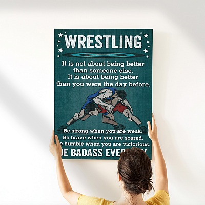 Alternative view of Wrestling It Is Not About Being Better than Someone Else Wrestling Gifts Framed Canvas - Unframed Poster