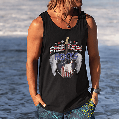 Freedom Rocks Independence Day 4th Of July Tank Top Tee - Fourth Of July Racerback Tank