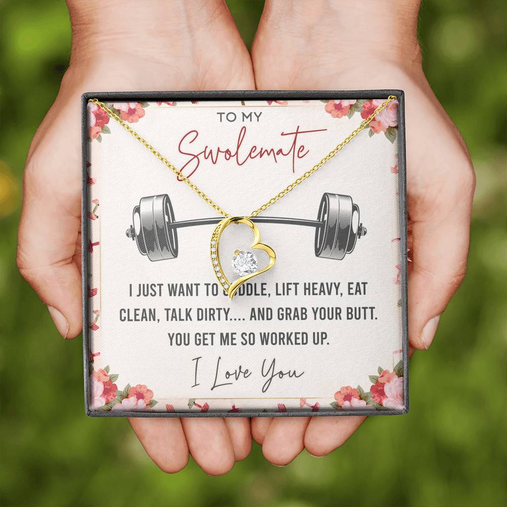 To My Swolemate I Just Want To Cuddle Lift Heavy Eat Clean Talk Dirty Funny Forever Love Heart Pendant Necklace