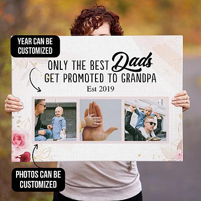 Alternative view of Custom Photo Only The Best Dads Get Promoted To Grandpa Wrapped Framed Canvas Prints - Unframed Poster