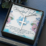 The Bond Between Mother And Daughter Cant Be Replaced Artisan Crafted Cross Necklace - Mother Daughter Gift Necklace