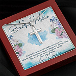 The Bond Between Mother And Daughter Cant Be Replaced Artisan Crafted Cross Necklace - Mother Daughter Gift Necklace