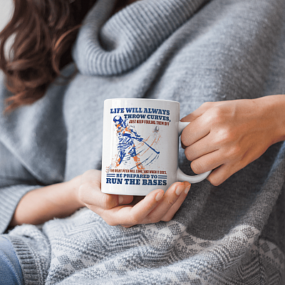 Alternative view of Life Will Always Throw Curves Just Keep Fouling Them Off Baseball Mug - Beer Stein - Water Bottle - Color Changing Mug