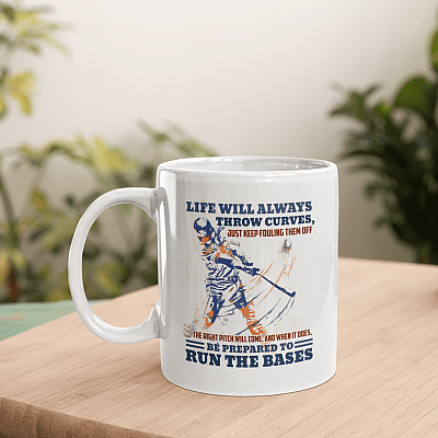 Life Will Always Throw Curves Just Keep Fouling Them Off Baseball Mug - Beer Stein - Water Bottle - Color Changing Mug