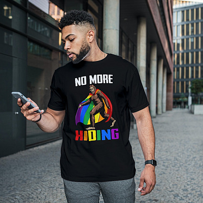 Alternative view of LGBT Pride No More Hiding Big-foot Rainbow T-Shirt - Funny LGBT Rainbow Big-foot Shirt