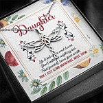 Daughter Life Is Full Of Ups And Downs Don't Just Climb Mountain Move Them Dragonfly Pendant Necklace