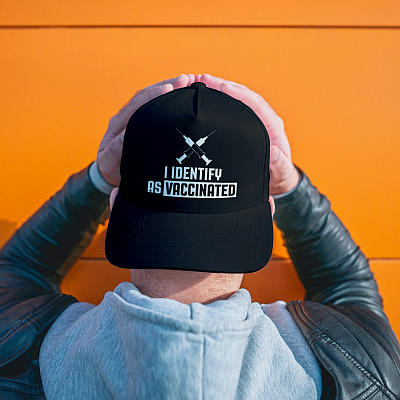 Alternative view of I Identify as Vaccinated Pro Vax Twill Cap - High-Profile Snapback Hat - Trucker Hat