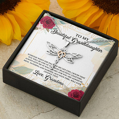 To My Beautiful Granddaughter You Will Be One Of The Most Beautiful Chapters Dragonfly Pendant Necklace