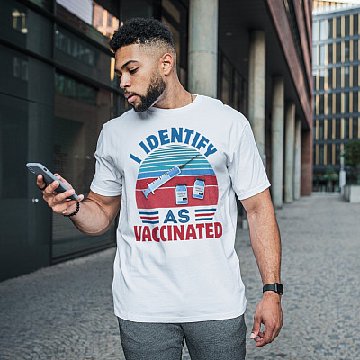 Alternative view of I Identify as Vaccinated Vintage T-Shirt - American Pro Vax Gifts Shirt
