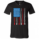 fishing t, Black, V-Neck T-Shirt