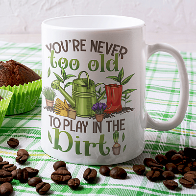 Alternative view of You're Never Too Old to Play in The Dirt Accent Ceramic Coffee Mug