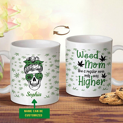 Alternative view of Personalized Weed Mom Like A Regular Mom Coffee Mug - Beer Stein - Water Bottle - Color Changing Mug