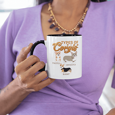 Alternative view of Types Of Corgis Untoasted Toasted Burnt Accent Mug