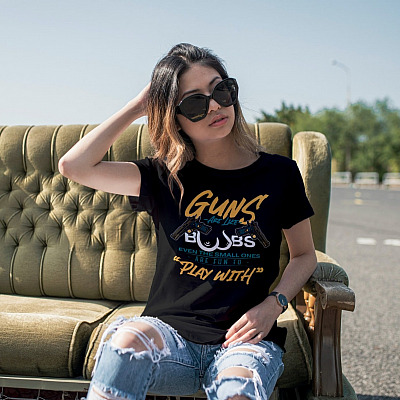 Alternative view of Guns Are Like Boobs Even The Small Ones Are Fun To Play With T-Shirt