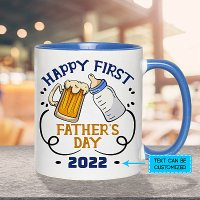 Personalized Happy First Father's Day Accent Mug - First Father's Day Mug