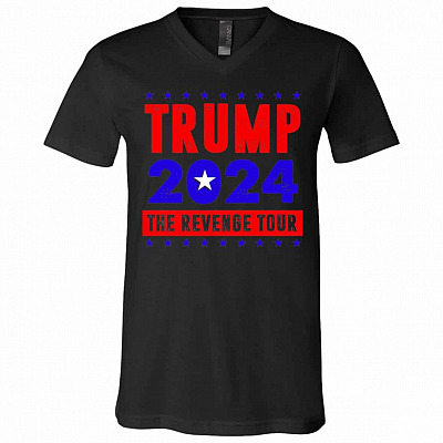 trump tee, Black, V-Neck T-Shirt
