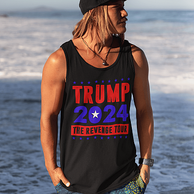 Alternative view of Pro Trump Shirts Trump 2024 the Revenge Tour Cotton Tank Top Tee - Ladies Racerback Tank