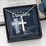 To My Daughter Whenever You Feel Overwhelmed Always Remember to Pray Cross Pendant Necklace