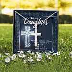 To My Daughter Whenever You Feel Overwhelmed Always Remember to Pray Cross Pendant Necklace