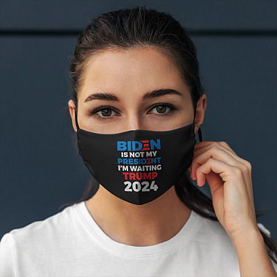 Alternative view of Pro Trump Gift Anti Biden Is Not My President I'm Waiting Trump 2024 Washable Reusable Face Mask