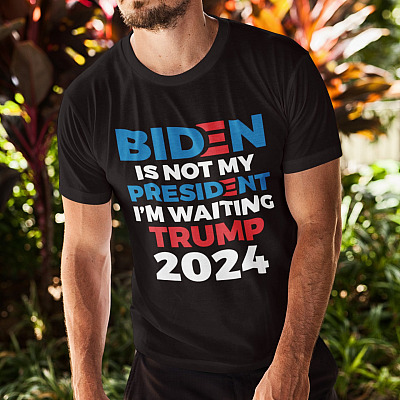Alternative view of Pro Trump Gift Anti Biden Is Not My President I'm Waiting Trump 2024 T-Shirt - V-Neck Tee