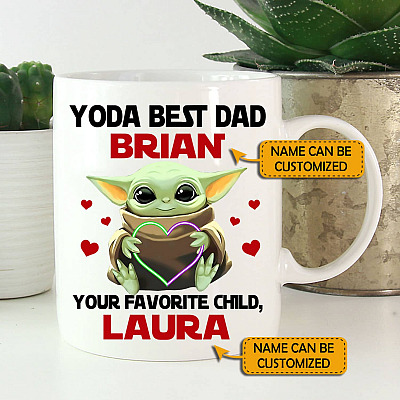 Personalized Baby Yoda Best Dad Love You I Do From Your Favorite Child Happy Father's Day Coffee Mug