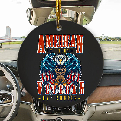 Alternative view of Patriotic Gift American by Birth Veteran by Choice Veteran Memorial Day Decorative Military Ornament