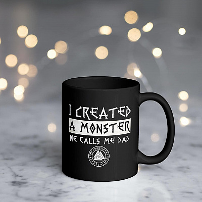 I Created A Monster He Calls Me Dad Ceramic Coffee Mug - Funny Viking Dad Beer Stein - First Father's Day Gifts