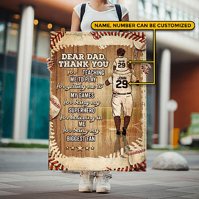 Alternative view of Personalized from Son Dear Dad Thank You for Teaching Me to Play Baseball Wrapped Framed Canvas Prints - Unframed Poster