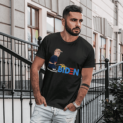 Alternative view of Donald Trump Peeing On Biden T-shirt - V-neck - Trump Pissing On Biden Shirt - Anti Biden Shirt