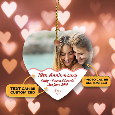 Alternative view of Personalized Photo Anniversary Decorative Christmas Ornament - Holiday Decoration Gift Flat Heart Ornament
