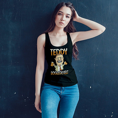 Alternative view of Teddy Boozedevelt Theodore Roosevelt Cotton Tank Top Tee - Ladies Racerback Tank