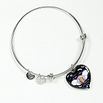 Personalized Custom Photo A Piece Of My Heart Lives In Heaven Memorial Heart Pendant Necklace - Bangle Personalized Custom Photo A Piece Of My Heart Lives In Heaven Memorial Heart Pendant Necklace - Bangle