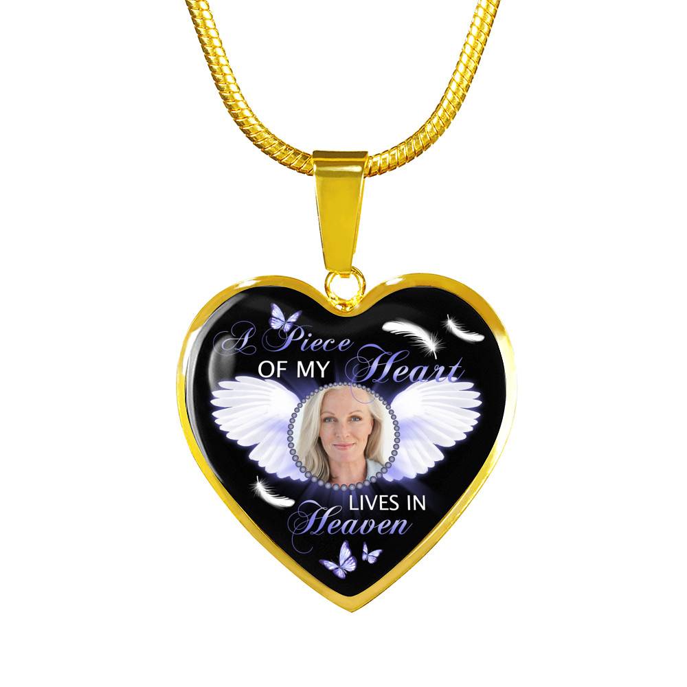 Personalized Custom Photo A Piece Of My Heart Lives In Heaven Memorial Heart Pendant Necklace - Bangle Personalized Custom Photo A Piece Of My Heart Lives In Heaven Memorial Heart Pendant Necklace - Bangle