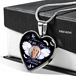 Personalized Custom Photo A Piece Of My Heart Lives In Heaven Memorial Heart Pendant Necklace - Bangle Personalized Custom Photo A Piece Of My Heart Lives In Heaven Memorial Heart Pendant Necklace - Bangle