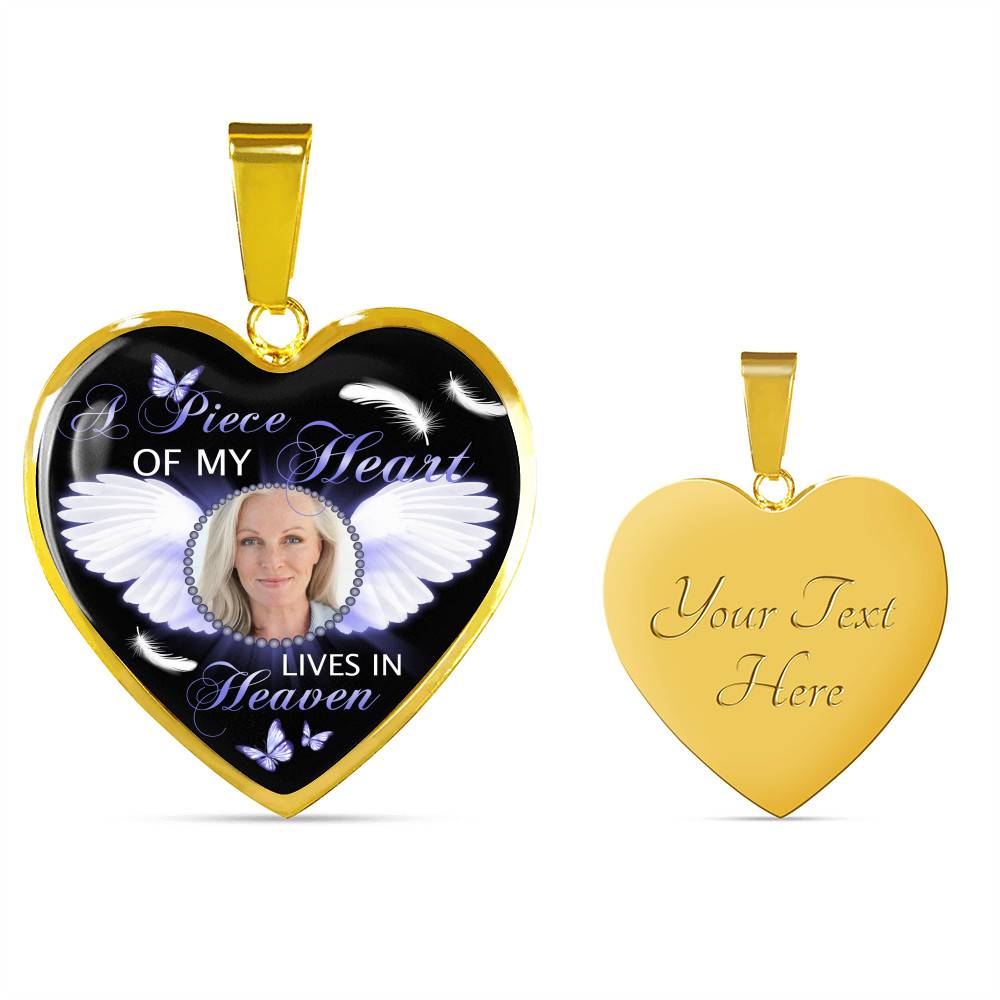 Personalized Custom Photo A Piece Of My Heart Lives In Heaven Memorial Heart Pendant Necklace - Bangle Personalized Custom Photo A Piece Of My Heart Lives In Heaven Memorial Heart Pendant Necklace - Bangle