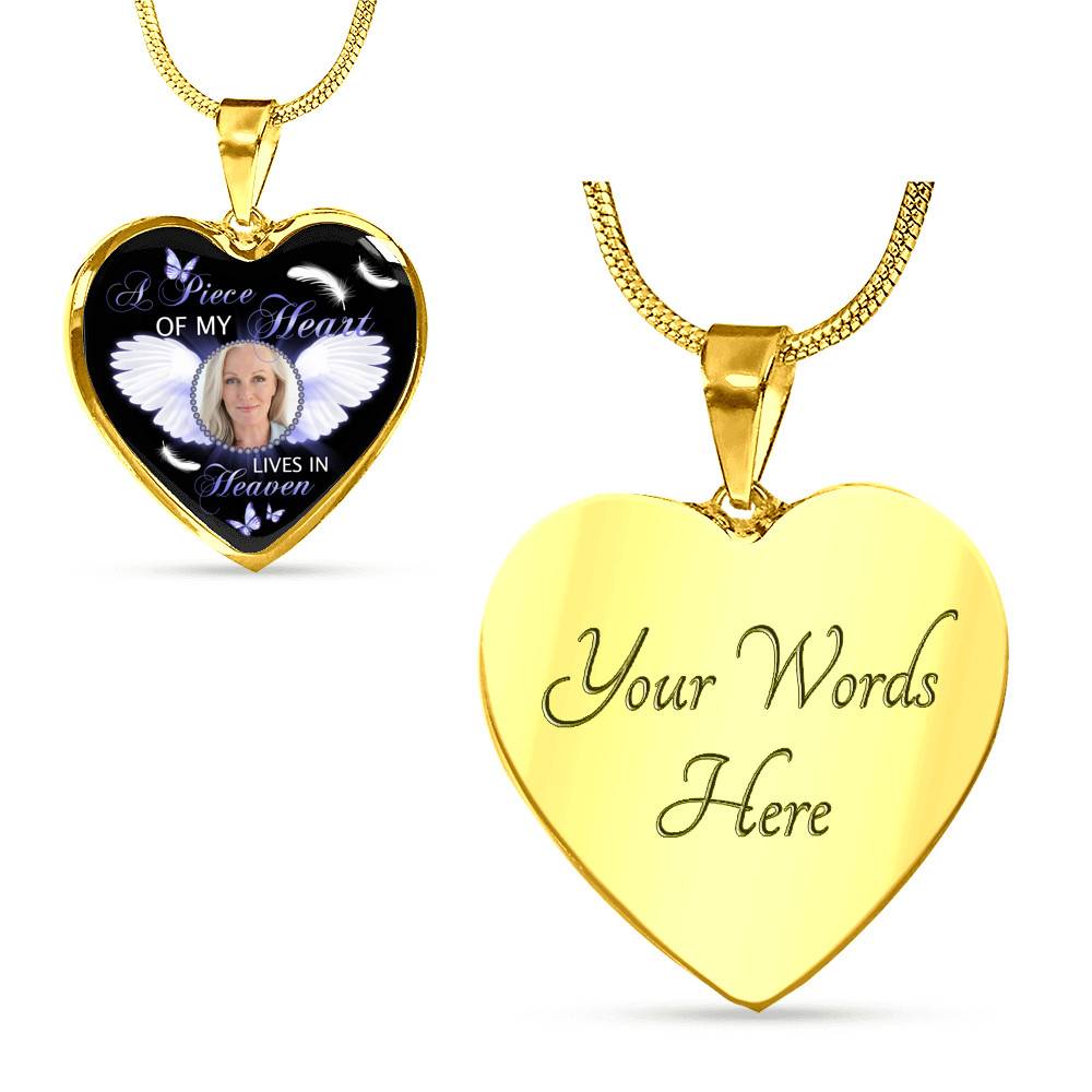 Personalized Custom Photo A Piece Of My Heart Lives In Heaven Memorial Heart Pendant Necklace - Bangle Personalized Custom Photo A Piece Of My Heart Lives In Heaven Memorial Heart Pendant Necklace - Bangle