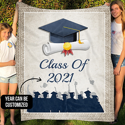 Alternative view of Personalized Class Of Graduation Fleece Blanket - Mink Sherpa Blanket - Woven Blanket