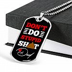 Don't Do Stupid Dad Father's Day Dog Tag Pendant Necklace