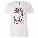 Mom Thanks For Teaching t, White, V-Neck T-Shirt