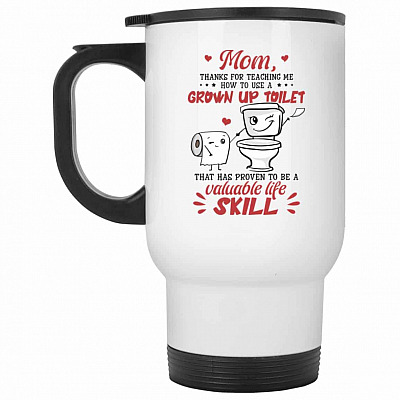 14 oz. White Travel Mug