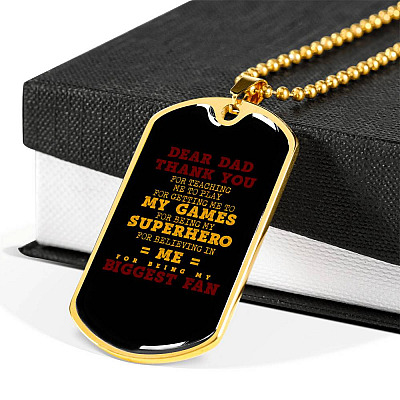 Dear Dad Thank You for Being My Biggest Fan Dog Tag Pendant Necklace - Father Son Necklace