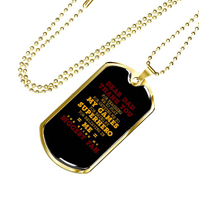 Dear Dad Thank You for Being My Biggest Fan Dog Tag Pendant Necklace - Father Son Necklace