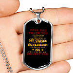 Dear Dad Thank You for Being My Biggest Fan Dog Tag Pendant Necklace - Father Son Necklace