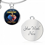 Christian Love of Country Faith in God Patriotic Heart Cross American Flag Circle Pendant Necklace